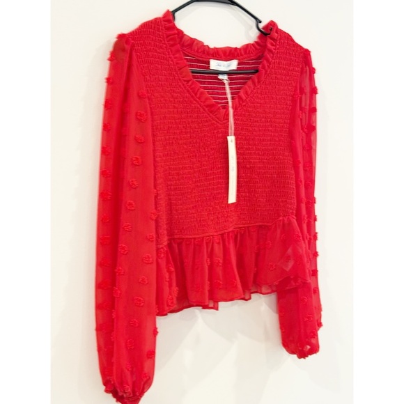 NWT SHE and SKY size S The Best Around Red Swiss Dot Blouse - Picture 3 of 9